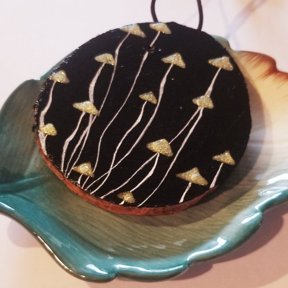 Wooden Handpainted Mushroom Ornament